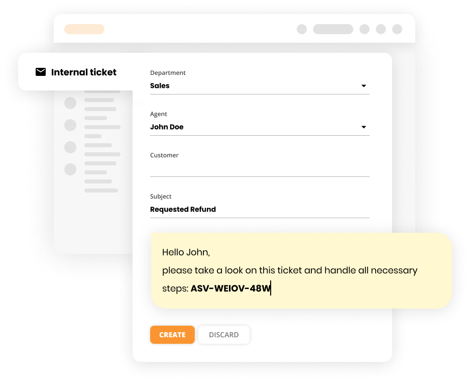 Image of internal ticket feature in LiveAgent